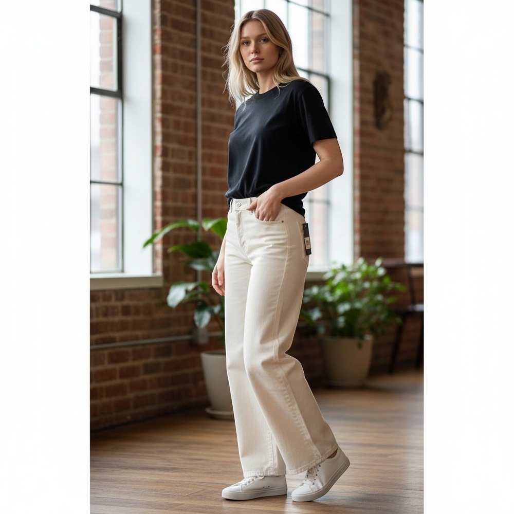 Madewell Superwide-Leg Jeans Women 33 White High Waist Full Length NEW